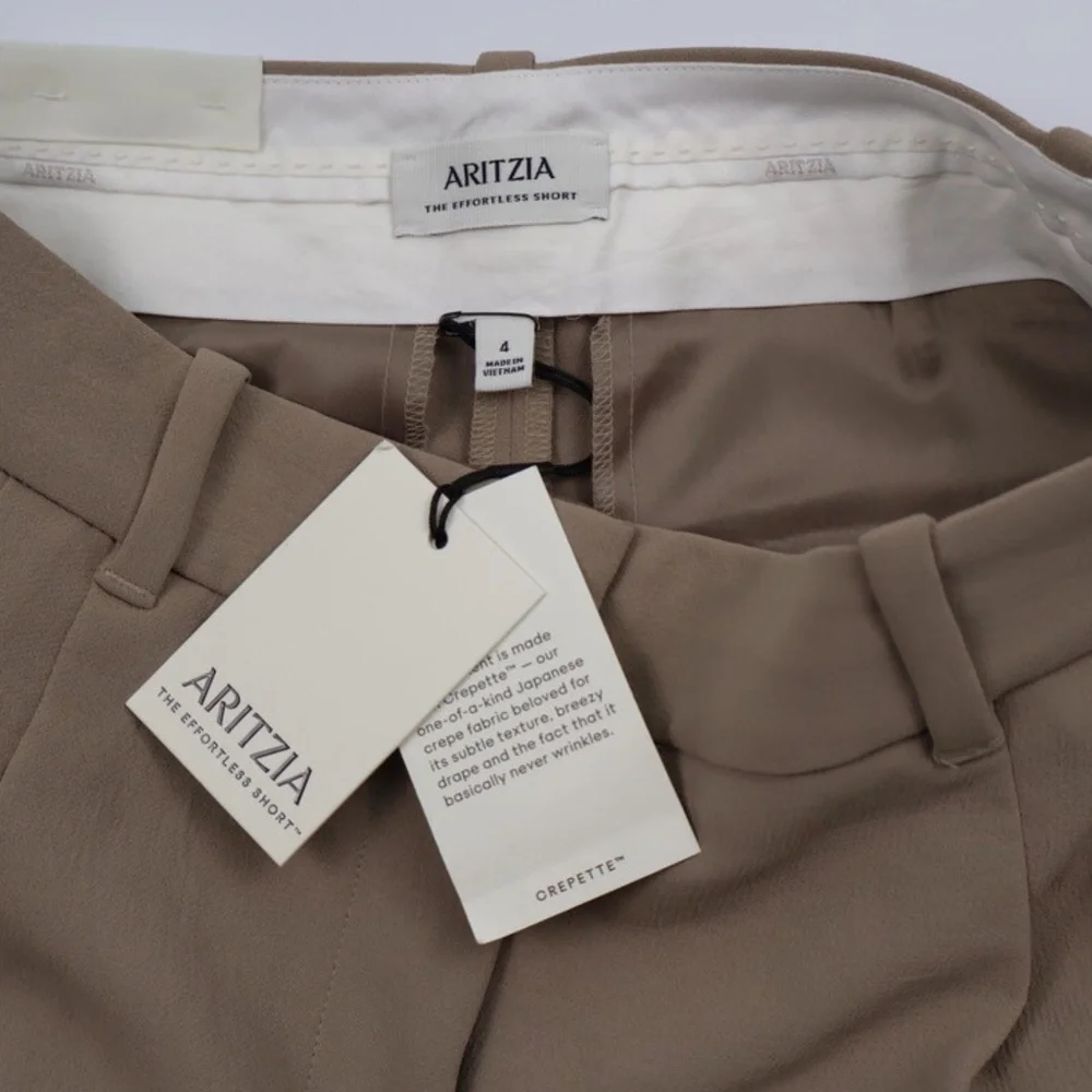 Aritzia Tailored High Rise Khaki Shorts Size 4 - Picture 4 of 13